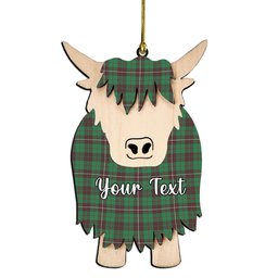 ScotsTee Shop Scottish MacKinnon Hunting Ancient Couple Tartan Highland Cow Ornament Acrylic