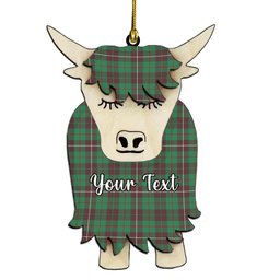 ScotsTee Shop Scottish MacKinnon Hunting Ancient Couple Tartan Highland Cow Ornament Acrylic