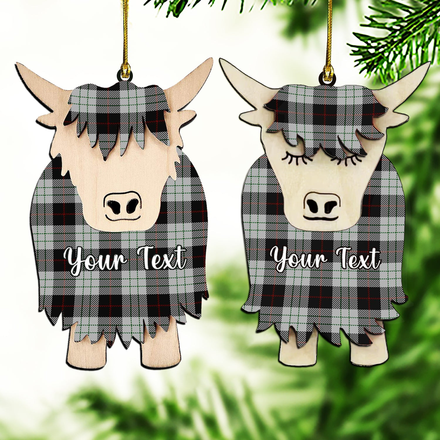 ScotsTee Shop Scottish Kierson Couple Tartan Highland Cow Ornament Acrylic
