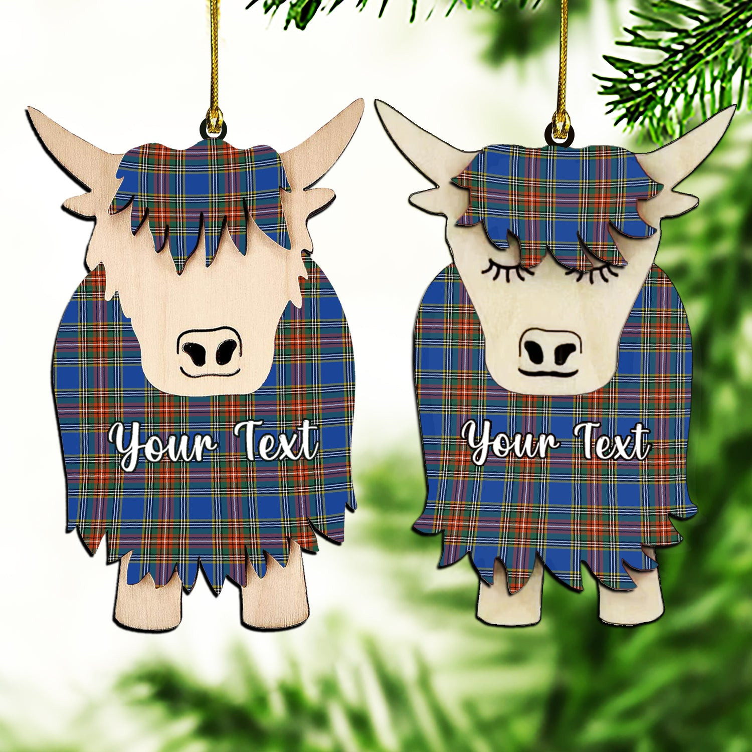 ScotsTee Shop Scottish MacBeth Ancient SC Couple Tartan Highland Cow Ornament Acrylic