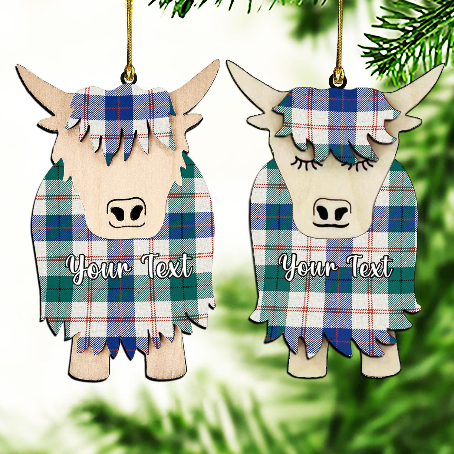 ScotsTee Shop Scottish Guthrie Dress Modern Couple Tartan Highland Cow Ornament Acrylic