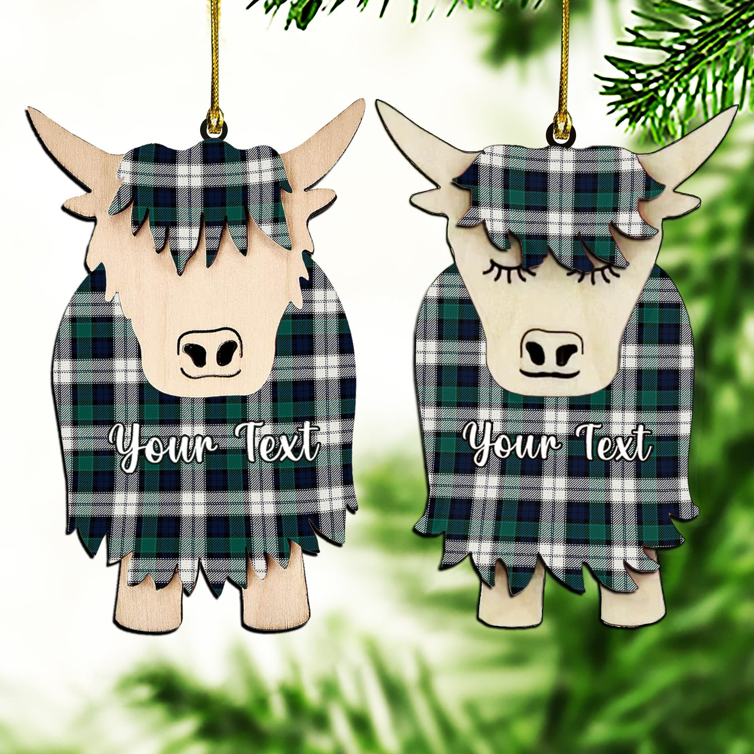 ScotsTee Shop Scottish Graham Dress Modern Couple Tartan Highland Cow Ornament Acrylic