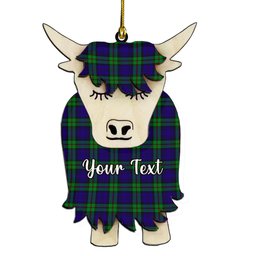 ScotsTee Shop Scottish McKinlay Modern Couple Tartan Highland Cow Ornament Acrylic