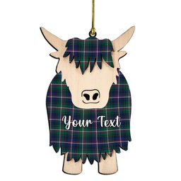 ScotsTee Shop Scottish Shaw of Carolina Modern Couple Tartan Highland Cow Ornament Acrylic