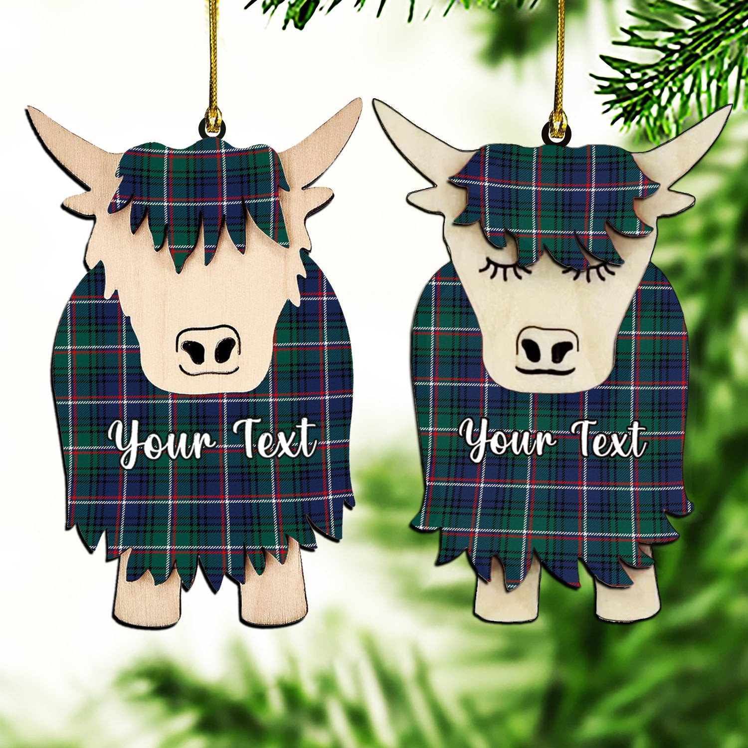 ScotsTee Shop Scottish Shaw of Carolina Modern Couple Tartan Highland Cow Ornament Acrylic