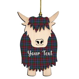 ScotsTee Shop Scottish Gordon Red Couple Tartan Highland Cow Ornament Acrylic