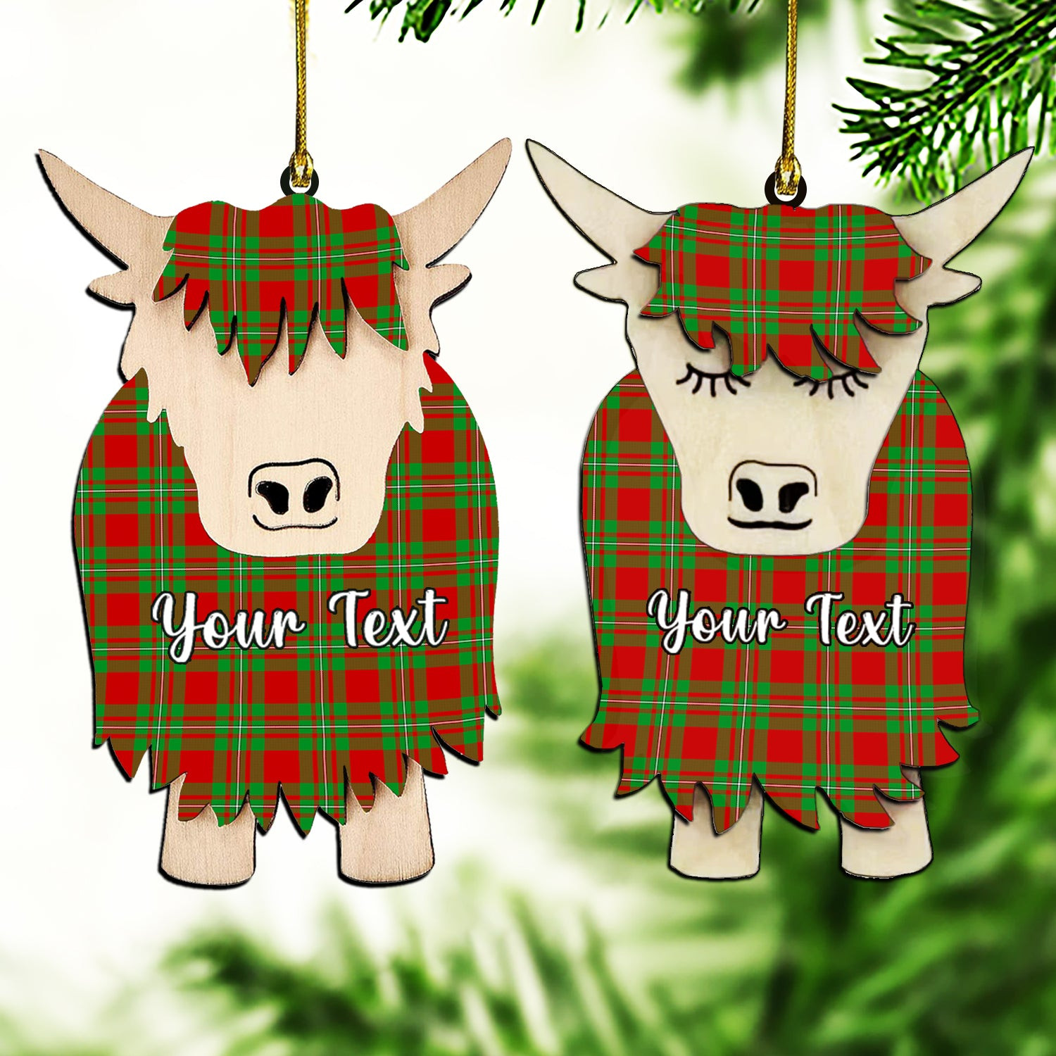 ScotsTee Shop Scottish Grierson Couple Tartan Highland Cow Ornament Acrylic