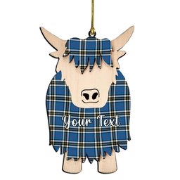 ScotsTee Shop Scottish Thomson Blue Couple Tartan Highland Cow Ornament Acrylic