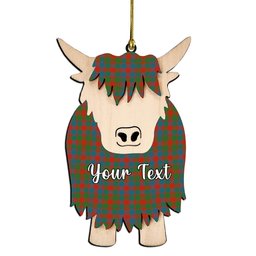 ScotsTee Shop Scottish Gow Ancient Couple Tartan Highland Cow Ornament Acrylic
