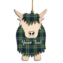 ScotsTee Shop Scottish Swinton Couple Tartan Highland Cow Ornament Acrylic