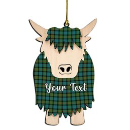 ScotsTee Shop Scottish Gunn Ancient Clan Couple Tartan Highland Cow Ornament Acrylic
