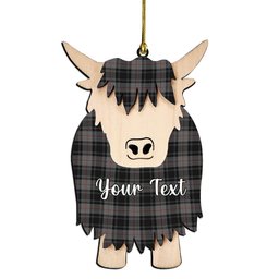 ScotsTee Shop Scottish Moffat Modern Couple Tartan Highland Cow Ornament Acrylic