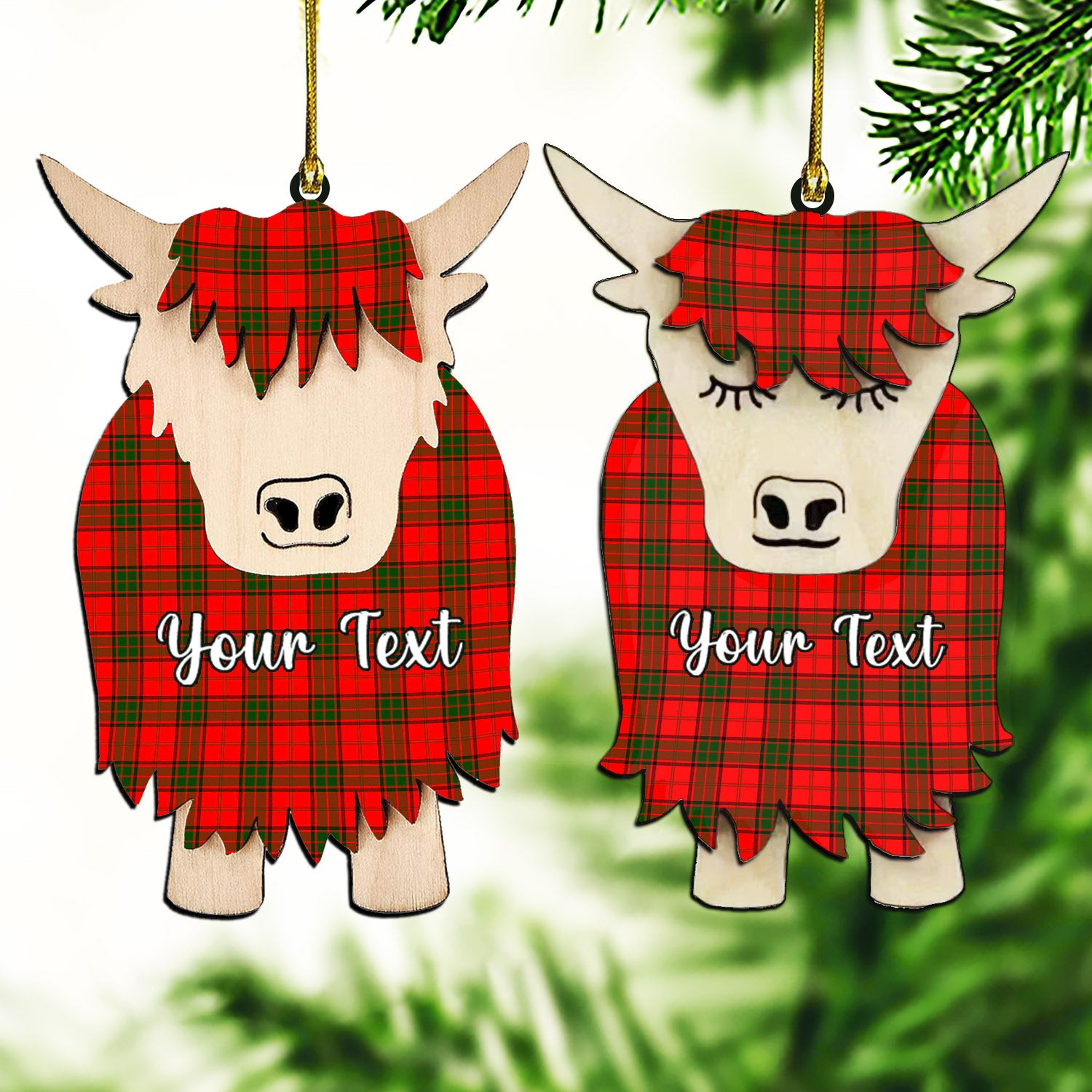 ScotsTee Shop Scottish Maxwell Modern Couple Tartan Highland Cow Ornament Acrylic