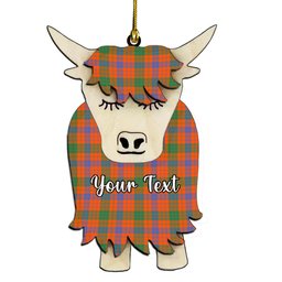 ScotsTee Shop Scottish Ross Ancient Couple Tartan Highland Cow Ornament Acrylic