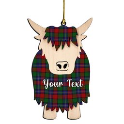 ScotsTee Shop Scottish Kilgour Couple Tartan Highland Cow Ornament Acrylic