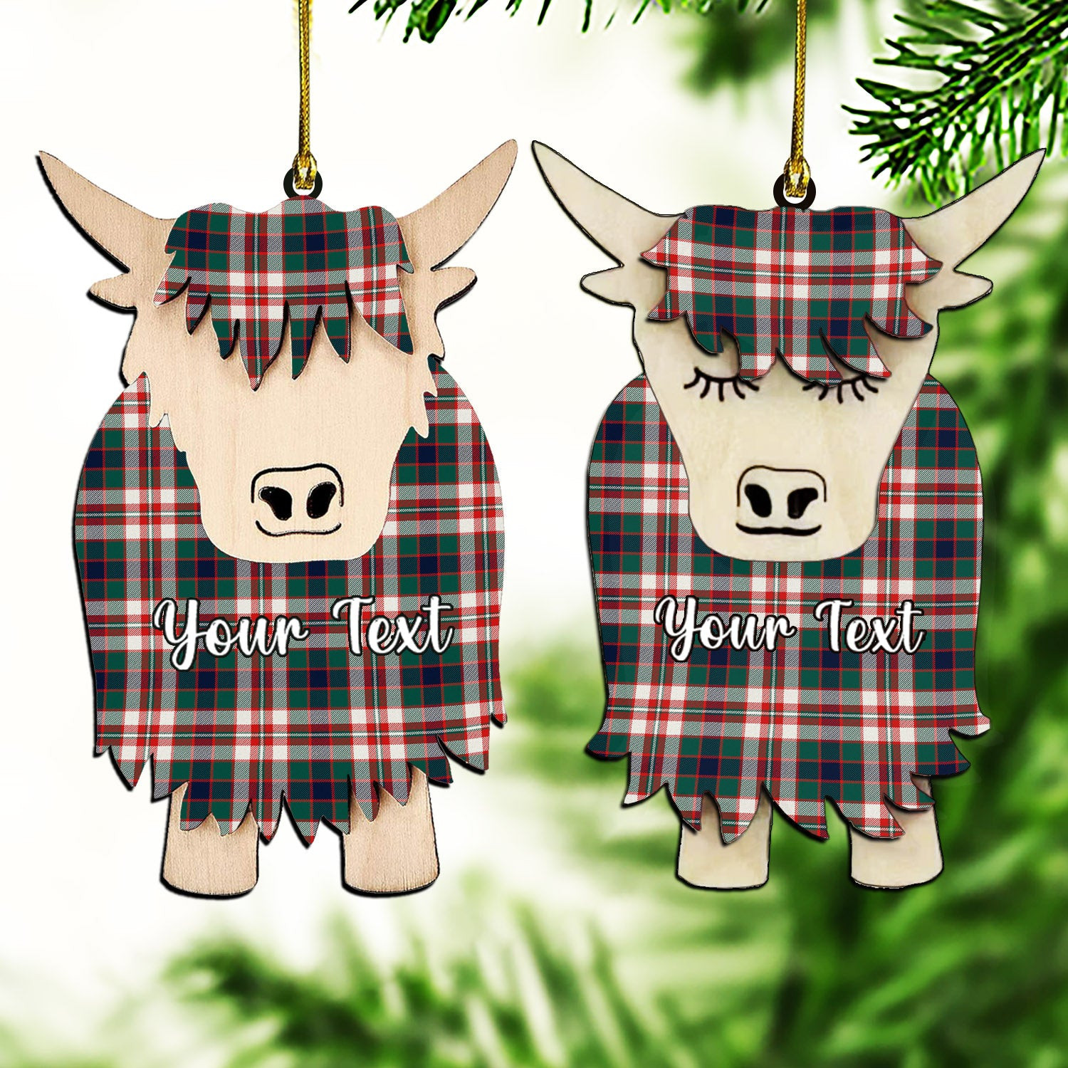 ScotsTee Shop Scottish Robertson Dress Modern Couple Tartan Highland Cow Ornament Acrylic