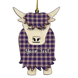 ScotsTee Shop Scottish Harris Royal Blue Couple Tartan Highland Cow Ornament Acrylic