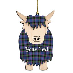ScotsTee Shop Scottish Lang of Sherbrooke Modern Clan Couple Tartan Highland Cow Ornament Acrylic