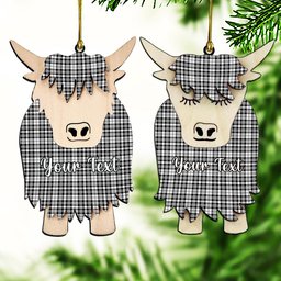 ScotsTee Shop Scottish Scott Black White Couple Tartan Highland Cow Ornament Acrylic