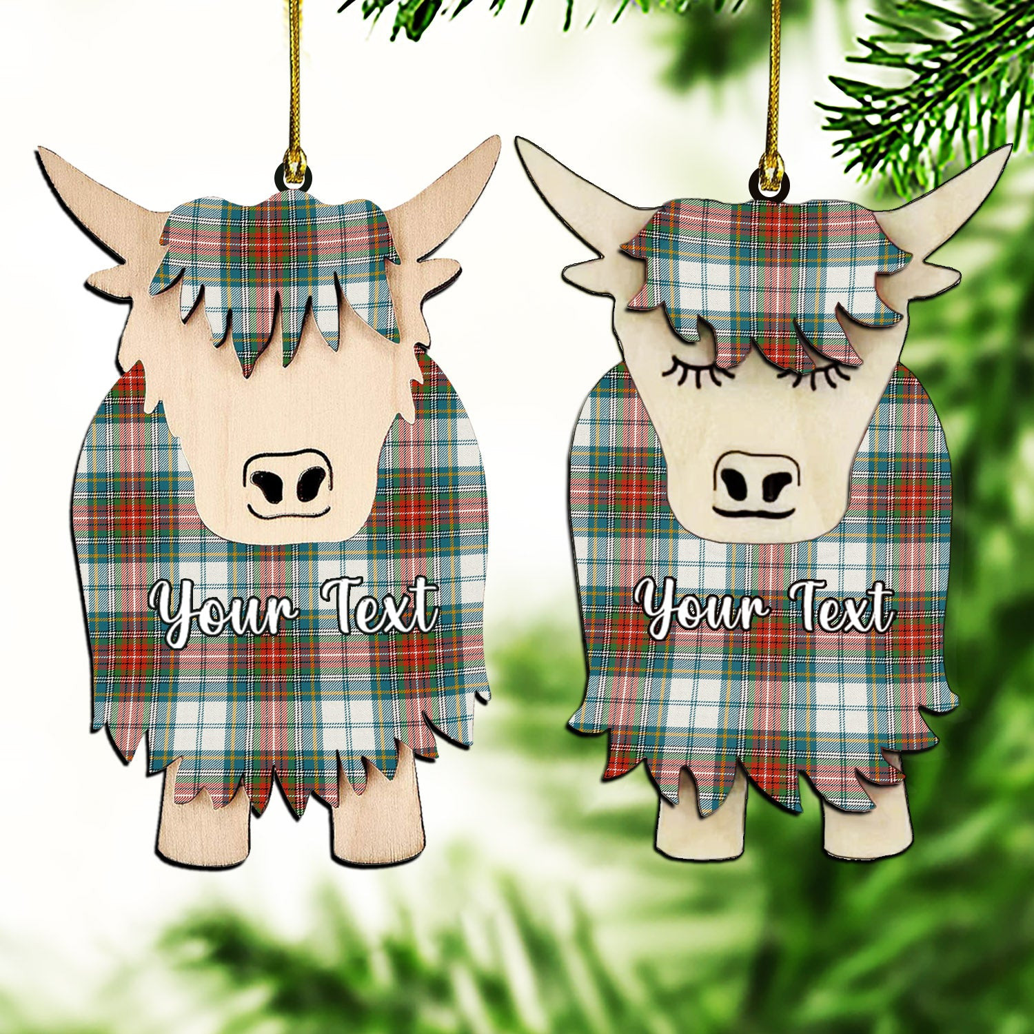 ScotsTee Shop Scottish McBeth Dress Ancient Couple Tartan Highland Cow Ornament Acrylic