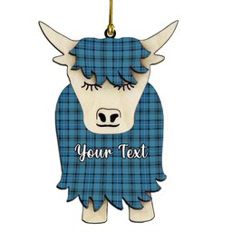 ScotsTee Shop Scottish Hannay Blue Ancient Couple Tartan Highland Cow Ornament Acrylic