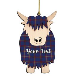 ScotsTee Shop Scottish McLaine of Lochbuie Couple Tartan Highland Cow Ornament Acrylic