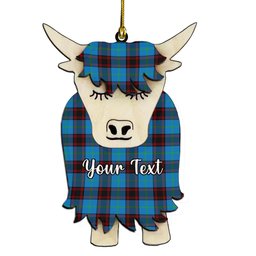 ScotsTee Shop Scottish Hume Ancient Couple Tartan Highland Cow Ornament Acrylic