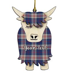 ScotsTee Shop Scottish Stewart of Appin Hunting Dress Couple Tartan Highland Cow Ornament Acrylic