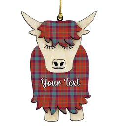 ScotsTee Shop Scottish Pitcairn Heritage Ancient Couple Tartan Highland Cow Ornament Acrylic