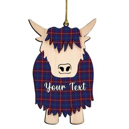 ScotsTee Shop Scottish Glenn Couple Tartan Highland Cow Ornament Acrylic