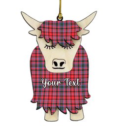 ScotsTee Shop Scottish Udny Couple Tartan Highland Cow Ornament Acrylic