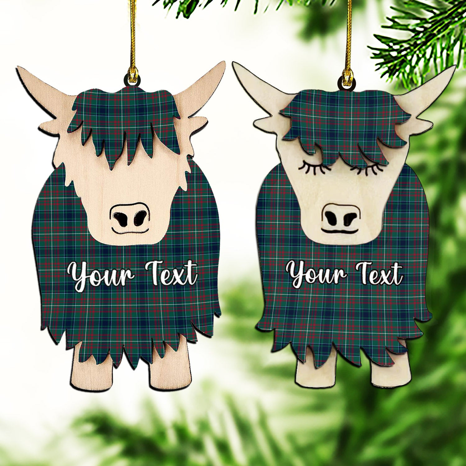 ScotsTee Shop Scottish McConnell Modern Couple Tartan Highland Cow Ornament Acrylic