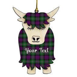 ScotsTee Shop Scottish Wilsons 175 Couple Tartan Highland Cow Ornament Acrylic