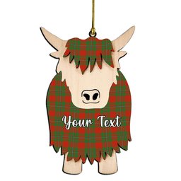 ScotsTee Shop Scottish Gregor of Cardney Ancient Couple Tartan Highland Cow Ornament Acrylic