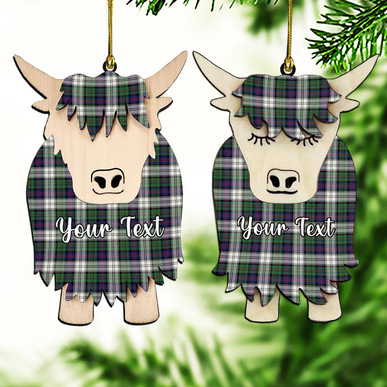 ScotsTee Shop Scottish Malcolm Dress Modern Couple Tartan Highland Cow Ornament Acrylic
