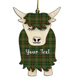ScotsTee Shop Scottish Symington Couple Tartan Highland Cow Ornament Acrylic