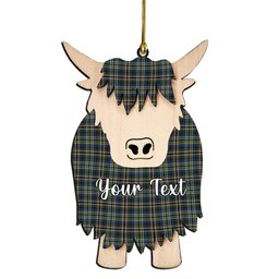 ScotsTee Shop Scottish Scott Green Modern Couple Tartan Highland Cow Ornament Acrylic