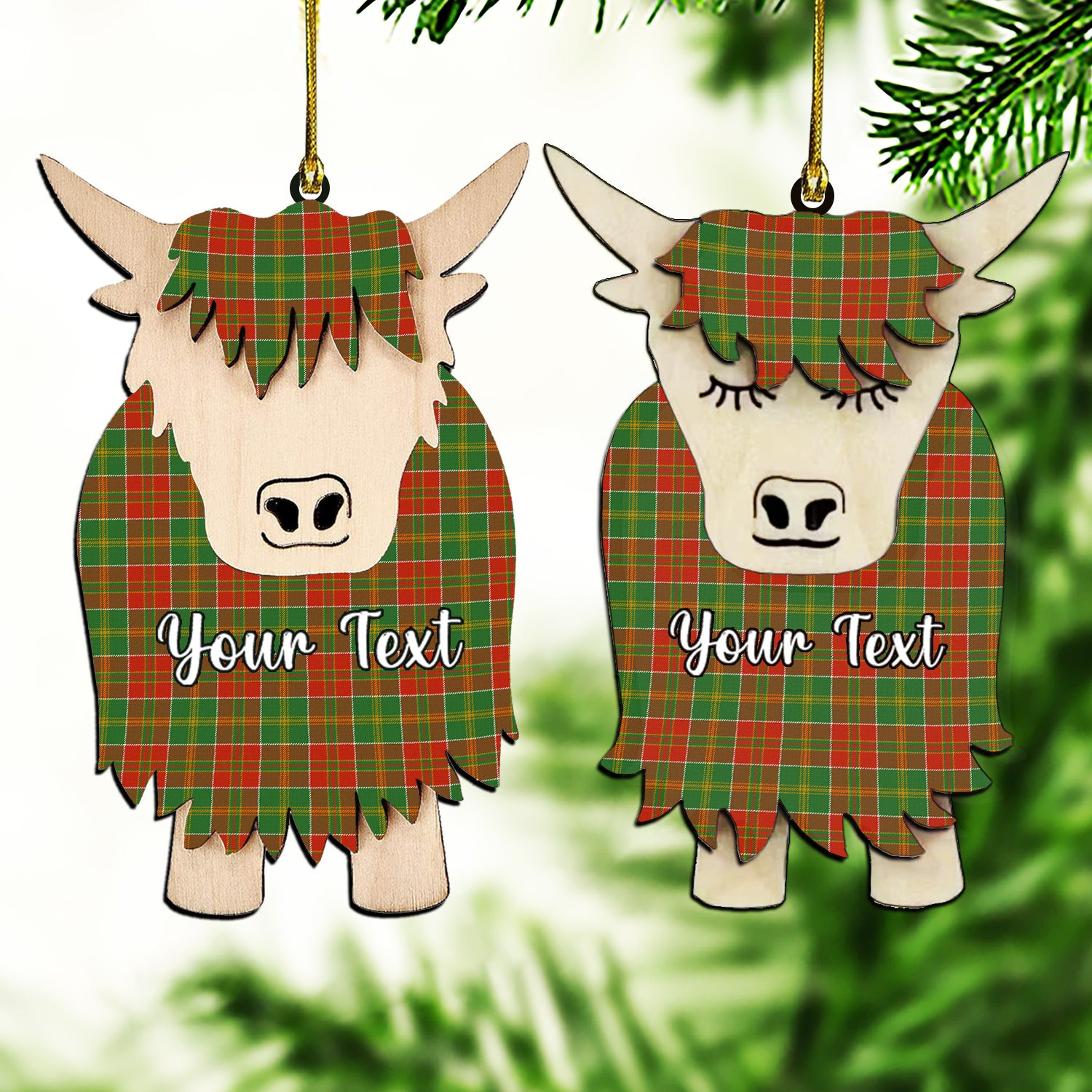 ScotsTee Shop Scottish MacDonald of Kingsburgh Ancient Couple Tartan Highland Cow Ornament Acrylic