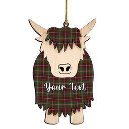 ScotsTee Shop Scottish Moray of Abercairny Couple Tartan Highland Cow Ornament Acrylic