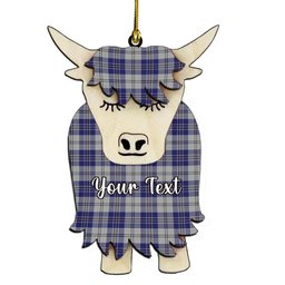ScotsTee Shop Scottish McPherson Dress Blue Couple Tartan Highland Cow Ornament Acrylic