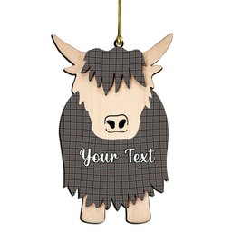 ScotsTee Shop Scottish Thomson Dress Grey Couple Tartan Highland Cow Ornament Acrylic
