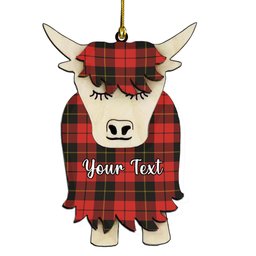 ScotsTee Shop Scottish Wallace Weathered Couple Tartan Highland Cow Ornament Acrylic