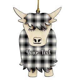 ScotsTee Shop Scottish MacPhee B&W Modern Couple Tartan Highland Cow Ornament Acrylic