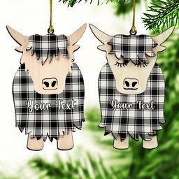 ScotsTee Shop Scottish MacPhee B&W Modern Couple Tartan Highland Cow Ornament Acrylic