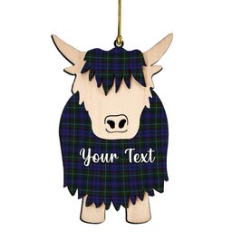 ScotsTee Shop Scottish Sempill Couple Tartan Highland Cow Ornament Acrylic