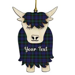 ScotsTee Shop Scottish Sempill Couple Tartan Highland Cow Ornament Acrylic