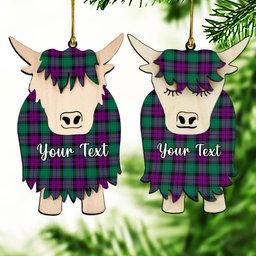 ScotsTee Shop Scottish MacArthur Milton Couple Tartan Highland Cow Ornament Acrylic