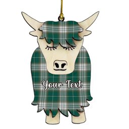 ScotsTee Shop Scottish Kelso Modern Clan Couple Tartan Highland Cow Ornament Acrylic