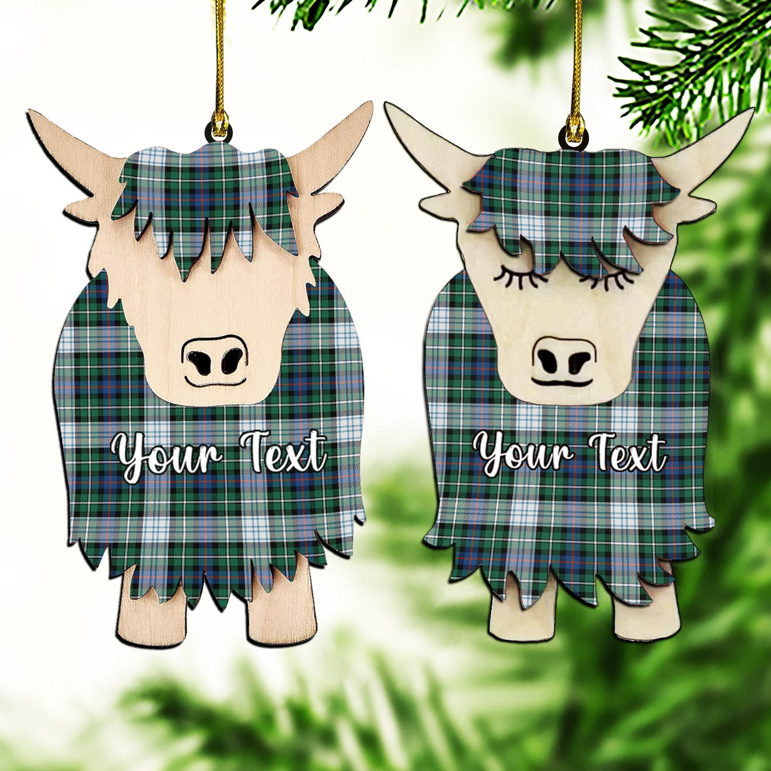 ScotsTee Shop Scottish McKenzie Dress Ancient Couple Tartan Highland Cow Ornament Acrylic