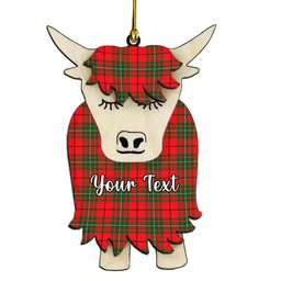 ScotsTee Shop Scottish MacAulay Modern Couple Tartan Highland Cow Ornament Acrylic
